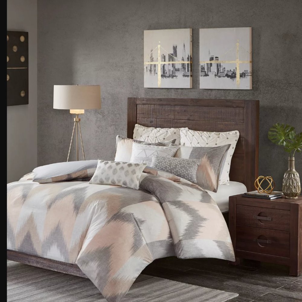 INK+IVY Alpine Cotton Reversible KING Duvet Cover & Shams Set Blush